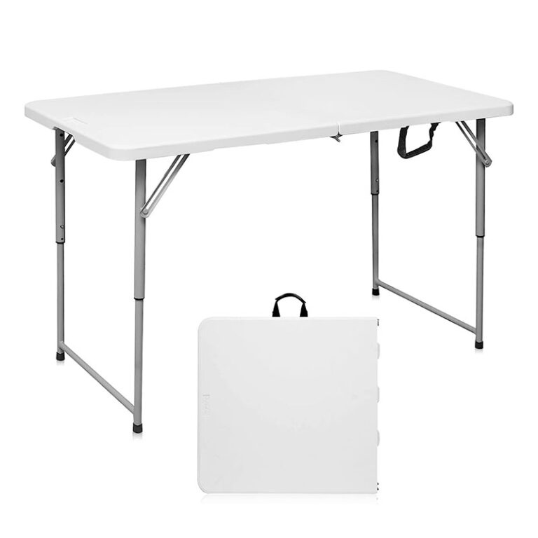 Byliable 4 Ft Portable Heavy Duty Plastic Fold-in-Half Utility Foldable Table with Carrying Handle - Byliable
