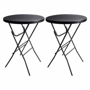 2 PCS 32in Black High Top Folding Cocktail Table